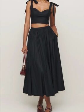 Reformation Magnolia Black Skirt Only
